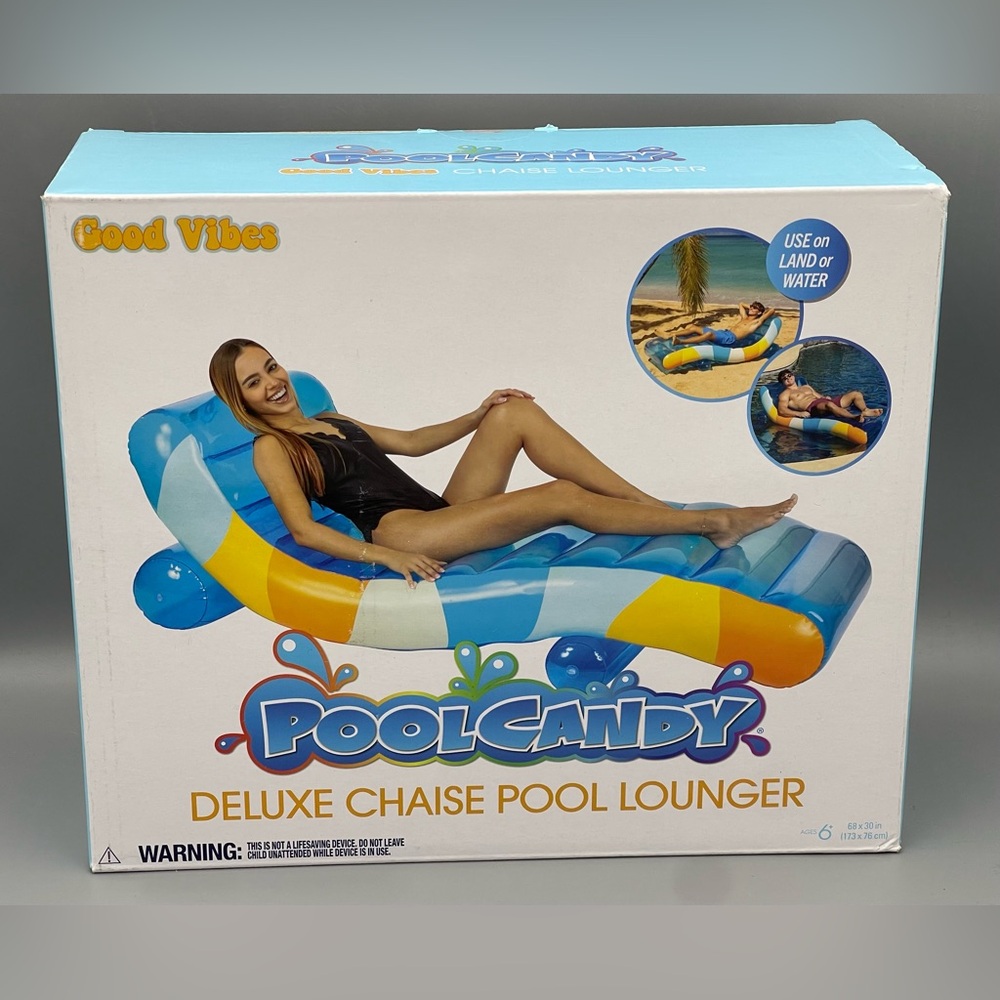 Good Vibes Deluxe Chaise Pool Lounger Pool Water Float Toy Ages 6+ NEW